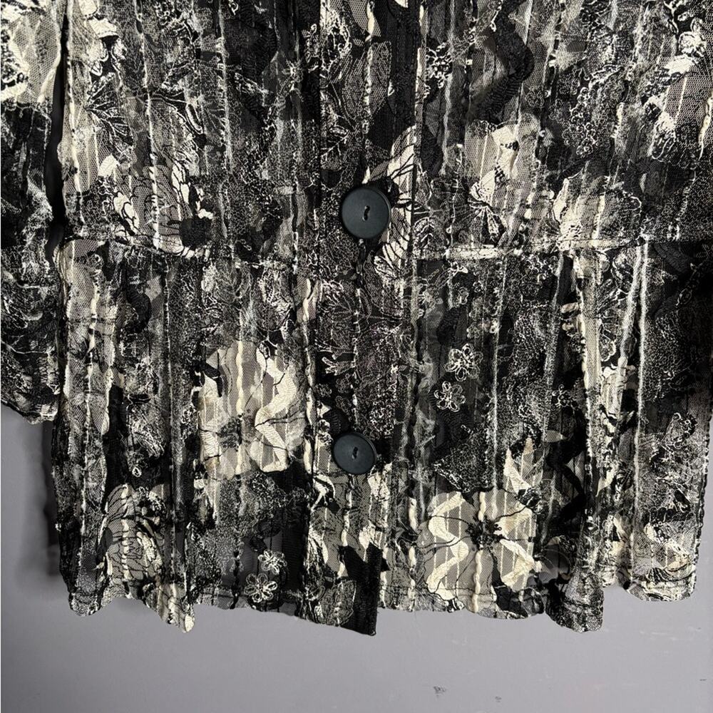 Talk of the Walk Black White Sheer Rhinestone Blazer Small - Picture 2 of 6